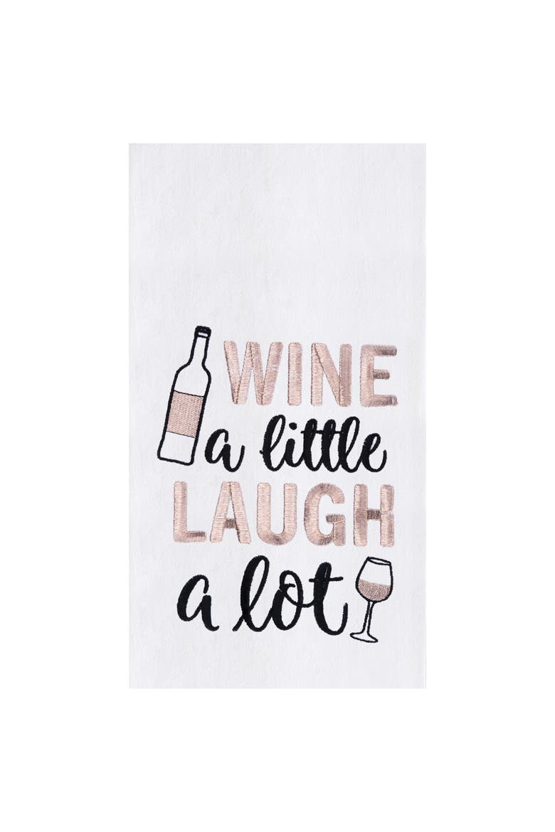 Laugh A Lot Embroidered Cotton Flour Sack Kitchen Towel, Main, color, Yellow