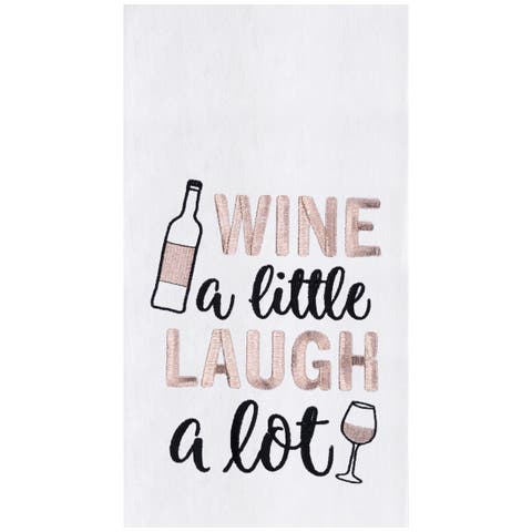 Laugh A Lot Embroidered Cotton Flour Sack Kitchen Towel