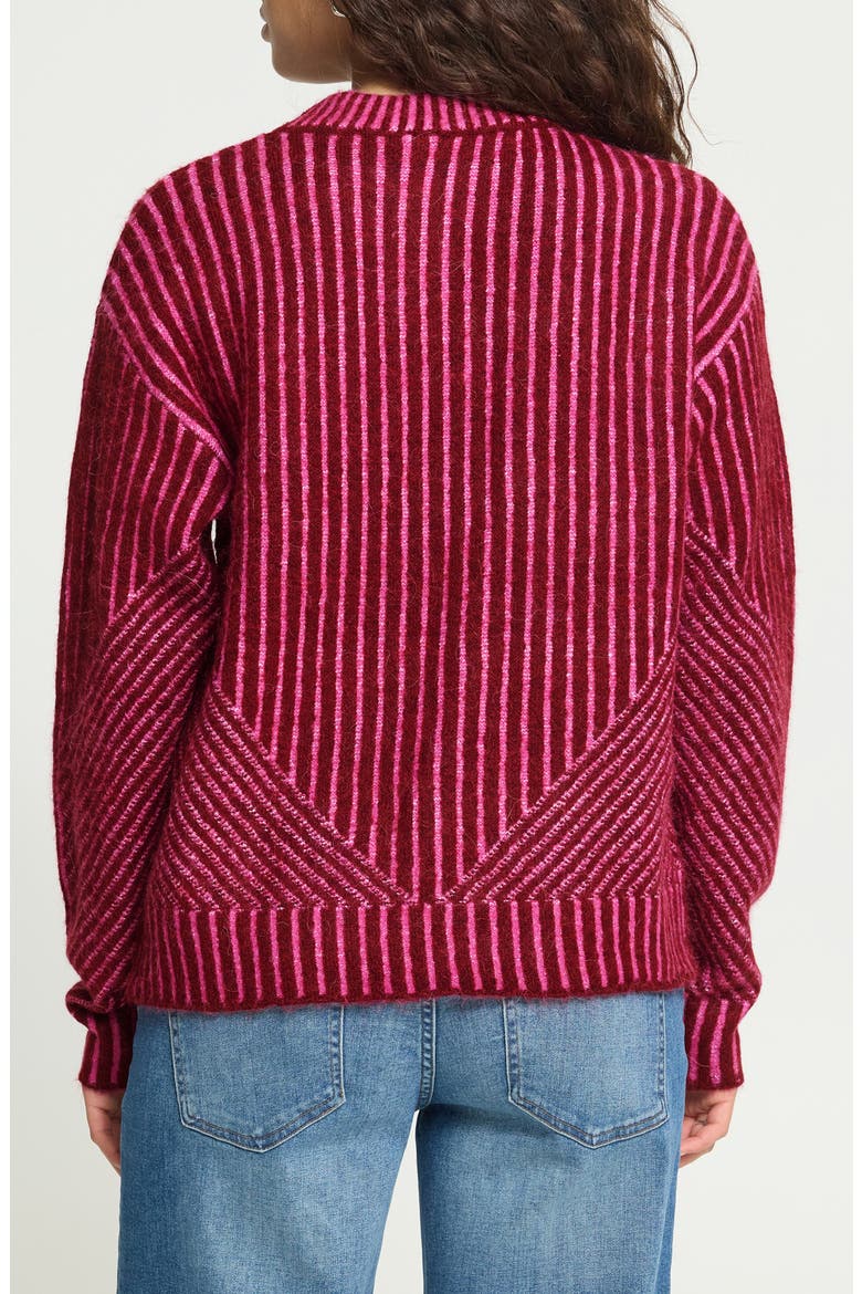 Ihkamara Striped Crewneck Sweater, Alternate, color, RHODODENDRON PINK STRIPE