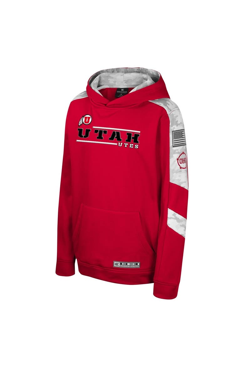Youth Colosseum Red Utah Utes OHT Military Appreciation Cyclone Digital Camo Pullover Hoodie, Alternate, color, Red