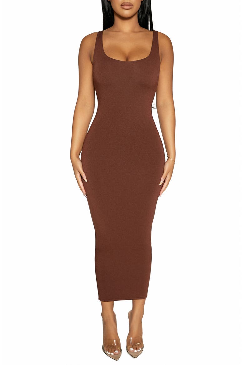 NW Sculpt Tank Midi Dress, Main, color, CHOCOLATE