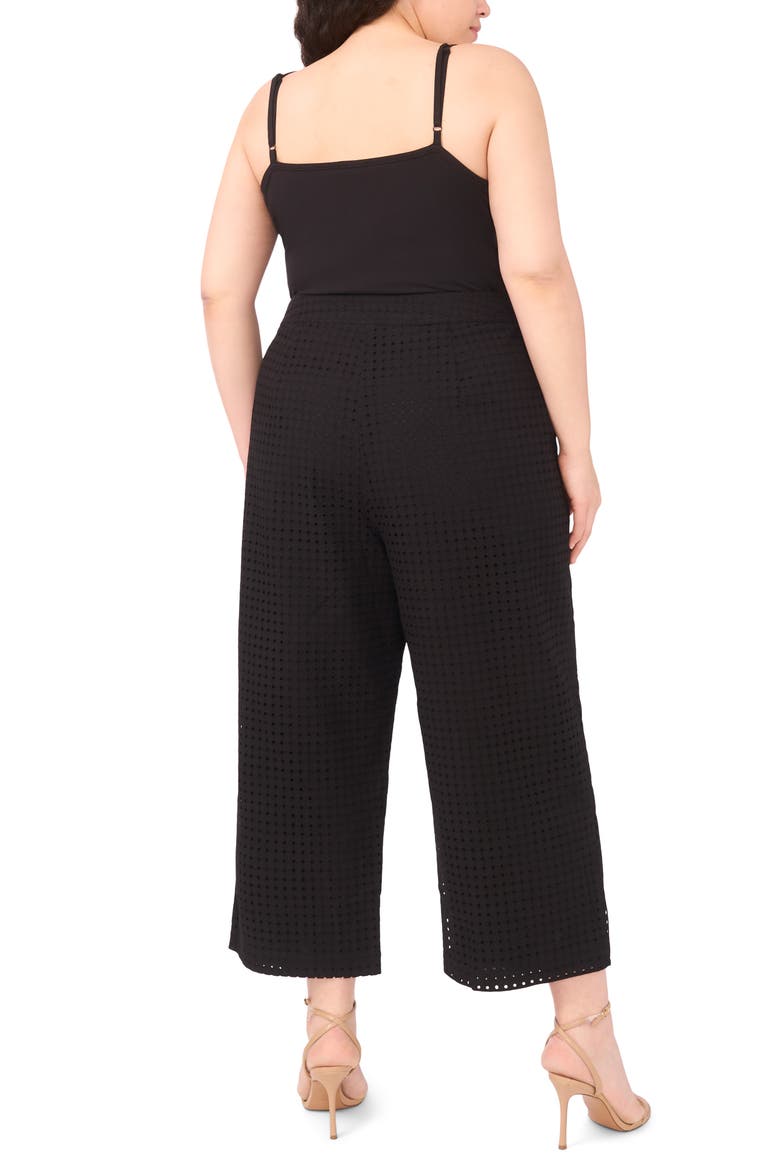 Eyelet Crop Straight Leg Pants, Alternate, color, RICH BLACK