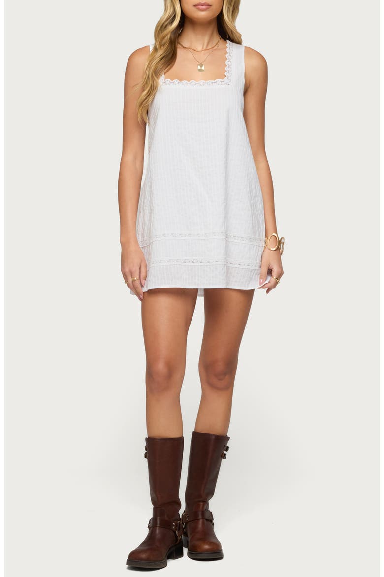 Doroh Lace Trim Minidress, Main, color, WHITE
