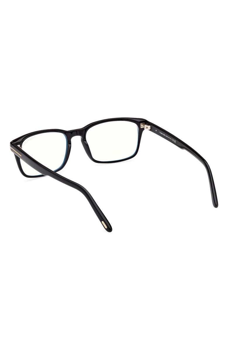 TOM FORD 54mm Rectangular Blue Light Blocking Glasses, Alternate, color, Black Eco / T Logo