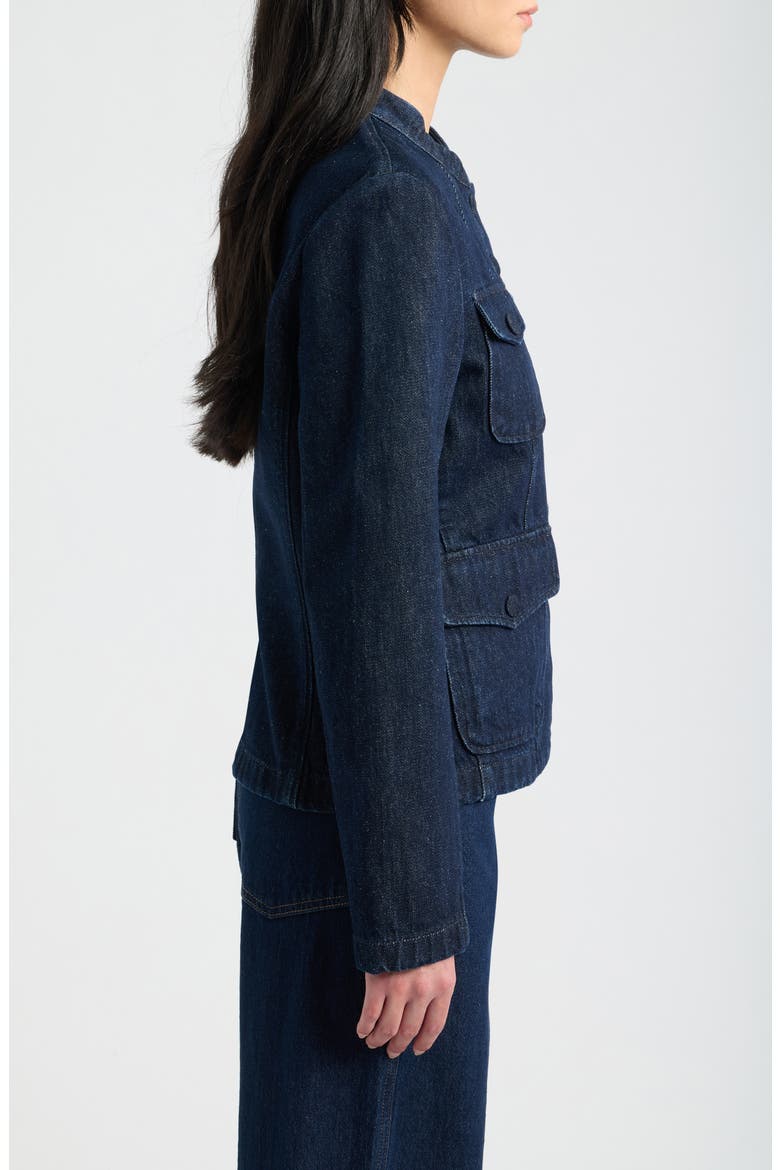Mercer Cotton Denim Blazer, Alternate, color, DARK RINSE