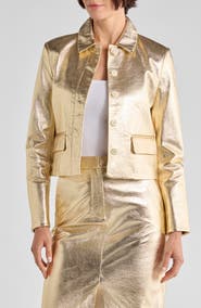 Veronica Beard Imogen Metallic Leather Jacket