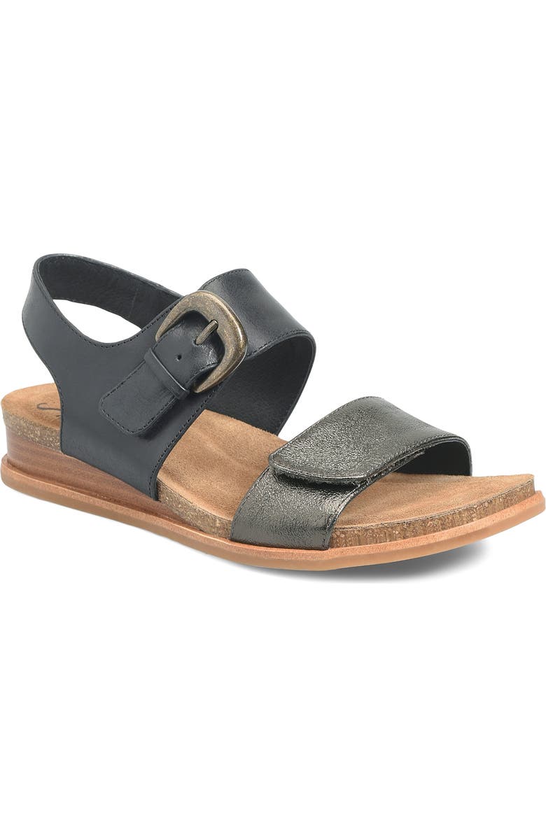 Söfft Peggie Wedge Sandal, Main, color, Black/ Dark Pewter