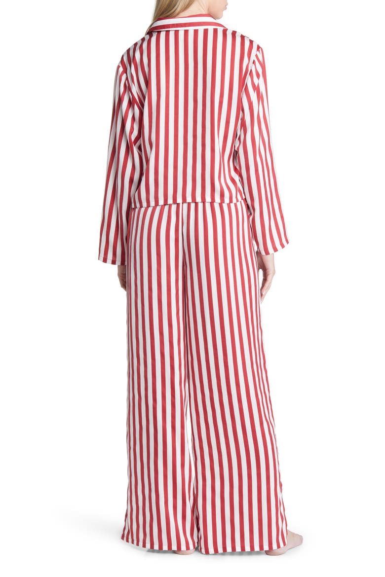 Boxy Satin Two-Piece Pajama Set, Alternate, color, RED SPICE WIDE STRIPE