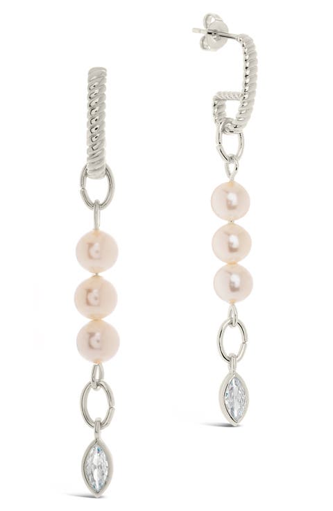 Ivanna Cultured Pearl & Cubic Zirconia Linear Drop Earrings