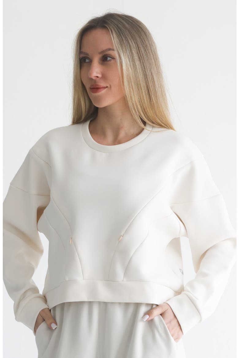 Lyah Softstreme Oversized Cropped Nursing Crew, Main, color, Bone