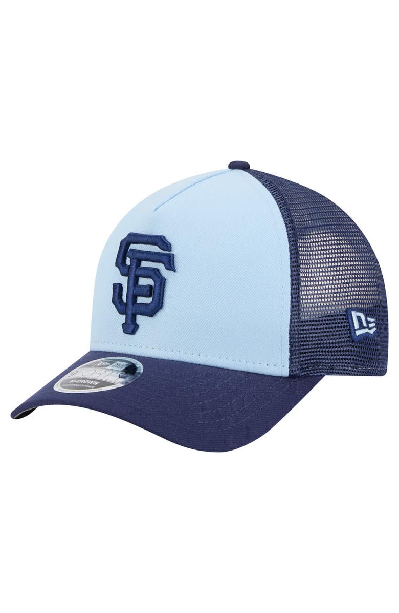 New Era Men's New Era Light Blue/Navy San Francisco Giants 2-Tone Color Pack 9FORTY Adjustable Trucker Hat, Main, color, 