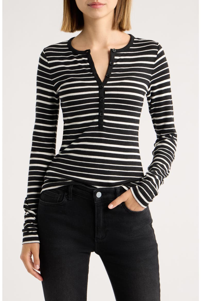 The Stripe Henley Top, Main, color, BLACK MULTI
