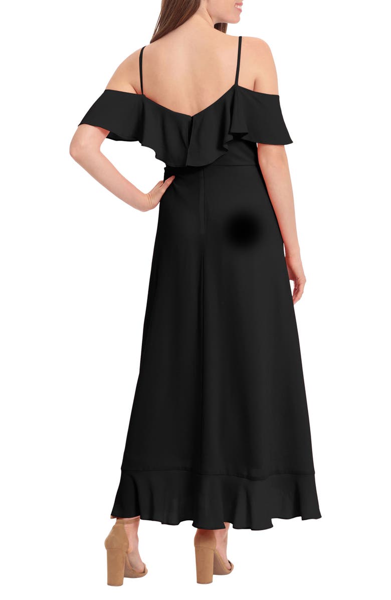 London Times Cold Shoulder Ruffle Maxi Dress, Alternate, color,
