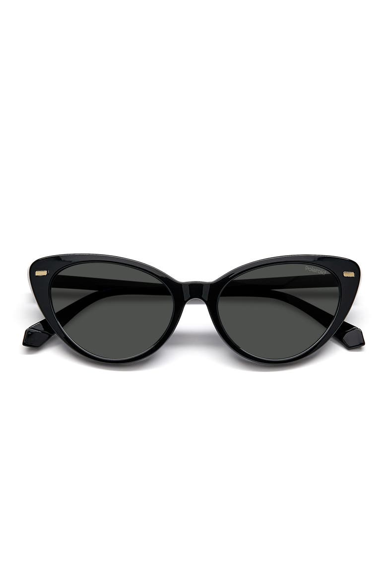 52mm Polarized Cat Eye Sunglasses, Alternate, color, BLACK / GRAY PZ