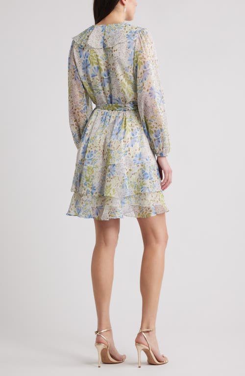 Chelsea28 Floral Ruffle Trim Long Sleeve Chiffon Minidress In Multi