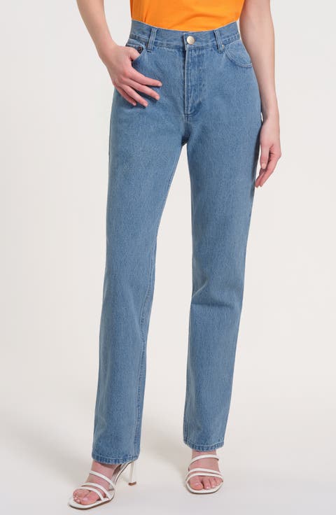 High Waist Straight Leg Jeans