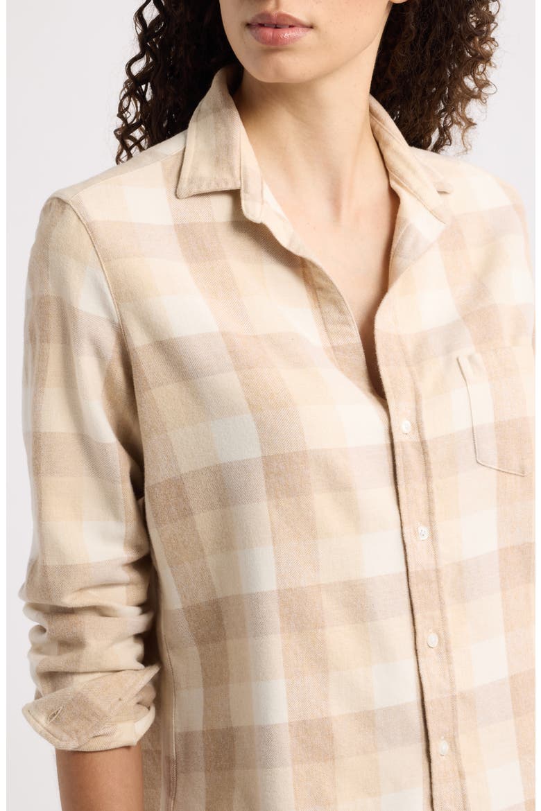 Eileen Relaxed Button Up Shirt, Alternate, color, CREAM SAND CAMEL LARGE PLAID