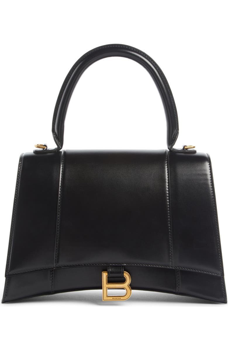 Balenciaga Hourglass Leather Top Handle Bag, Main, color,