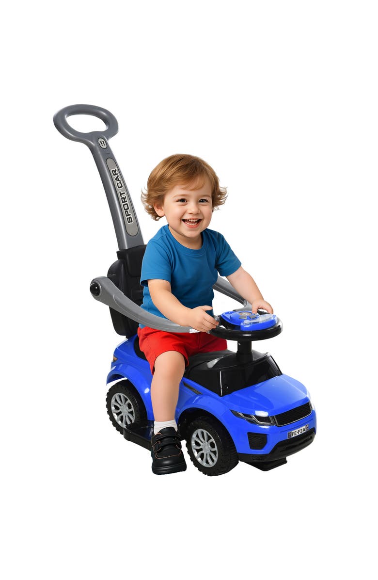 Aosom 3-in-1 Kids Push Car with Horn, Music, Light, Main, color, Blue