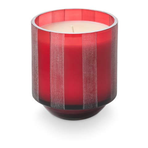 Fa La Lovely Cranberry Currant Etched Striped Glass