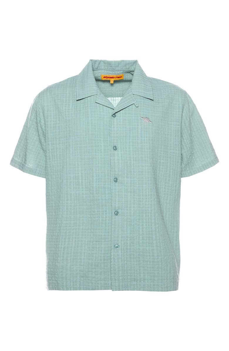 Round Two Slub Crosshatch Camp Shirt, Alternate, color, Green