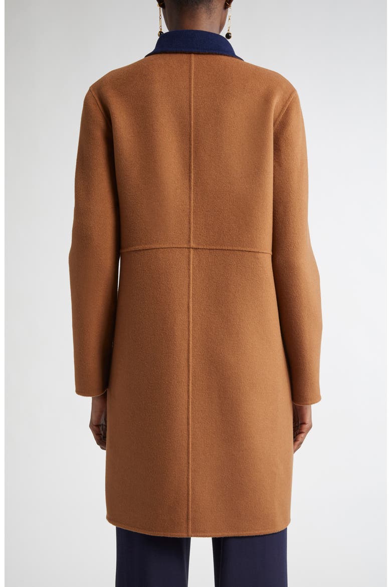 Two-Tone Double Face Wool & Cashmere Coat, Alternate, color, COGNAC/ NAVY
