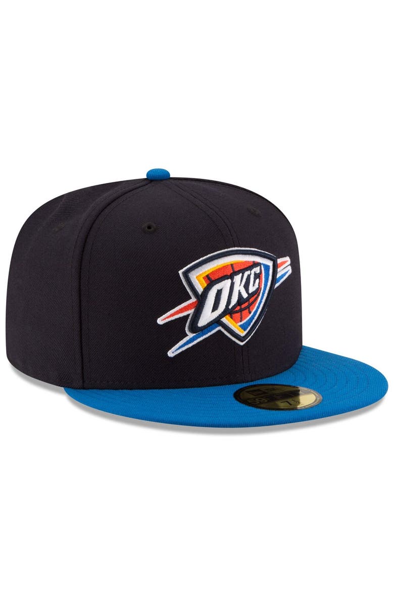 Men's New Era Black/Royal Oklahoma City Thunder Official Team Color 2Tone 59FIFTY Fitted Hat, Alternate, color, Navy