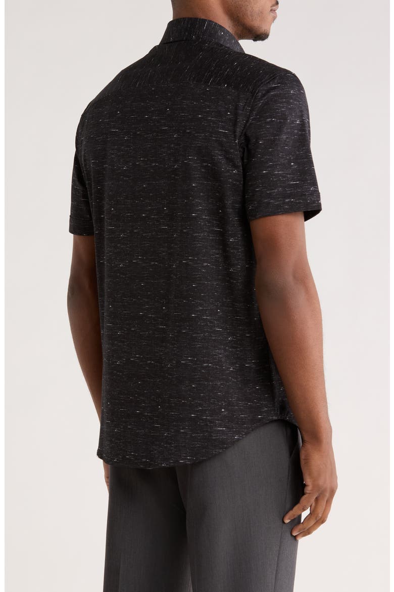Miles OoohCotton® Solid Short Sleeve Button-Up Shirt, Alternate, color, BLACK
