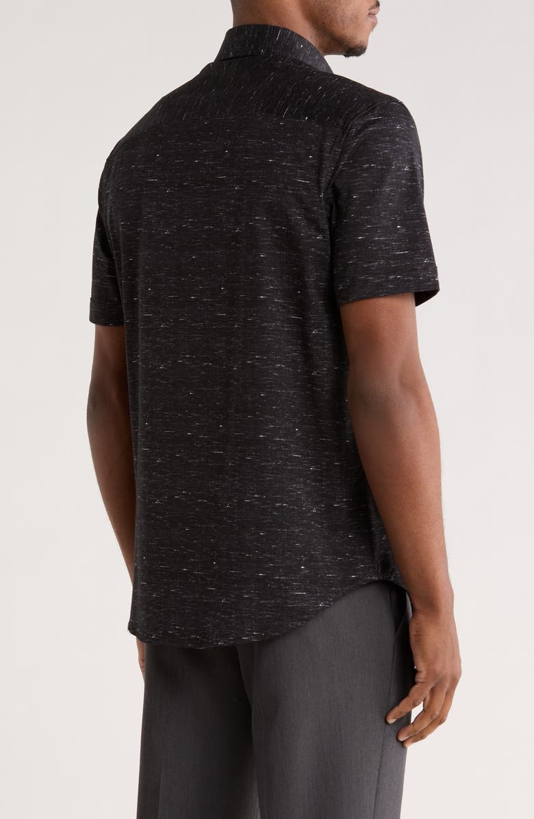 Bugatchi Miles OoohCotton<sup>®</sup> Solid Short Sleeve Button-Up Shirt, Alternate, color, Black