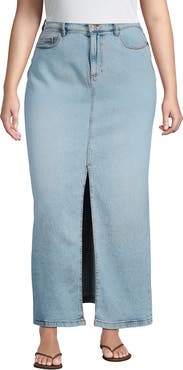 Lands' End Plus Size Soft Denim Maxi Skirt