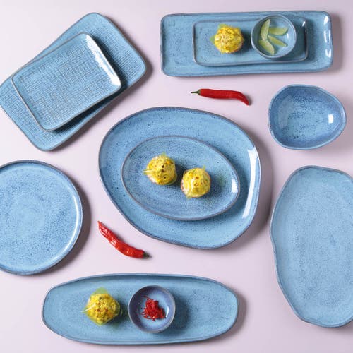 Porto Brasil Rectangular Platter Small Set Of 4 In Blue