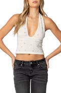EDIKTED Embellished Crop Halter Top