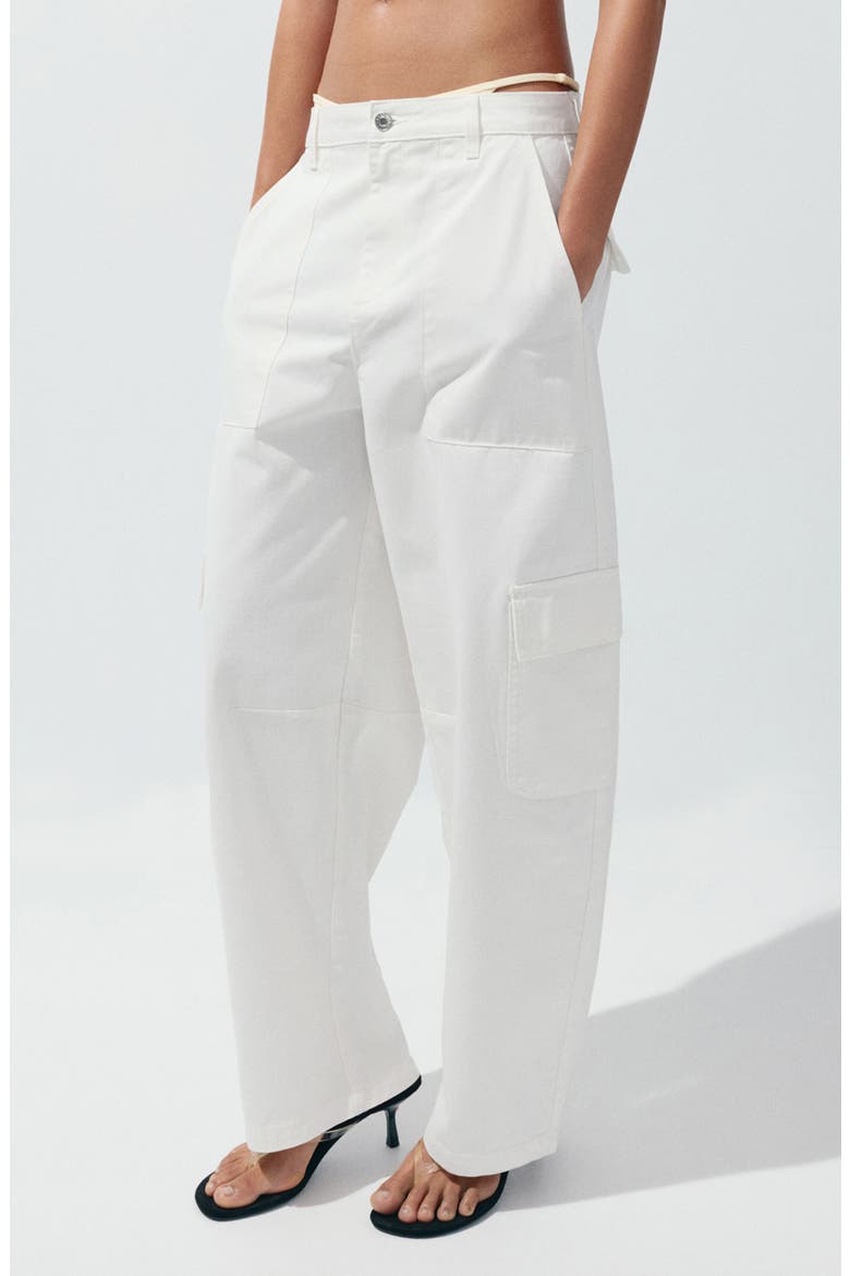 Wide Leg Cargo Jeans, Main, color, WHITE