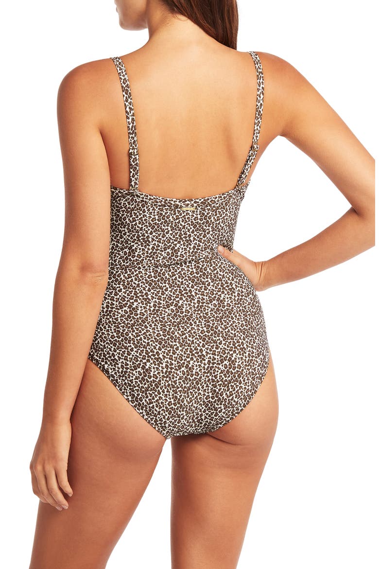 Twist Front One-Piece Swimsuit, Alternate, color, ESPRESSO