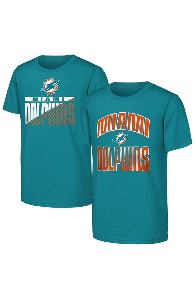 Outerstuff Youth Outerstuff  Aqua Miami Dolphins Never Quit 2-Pack T-Shirt Set, Main, color, Aqua