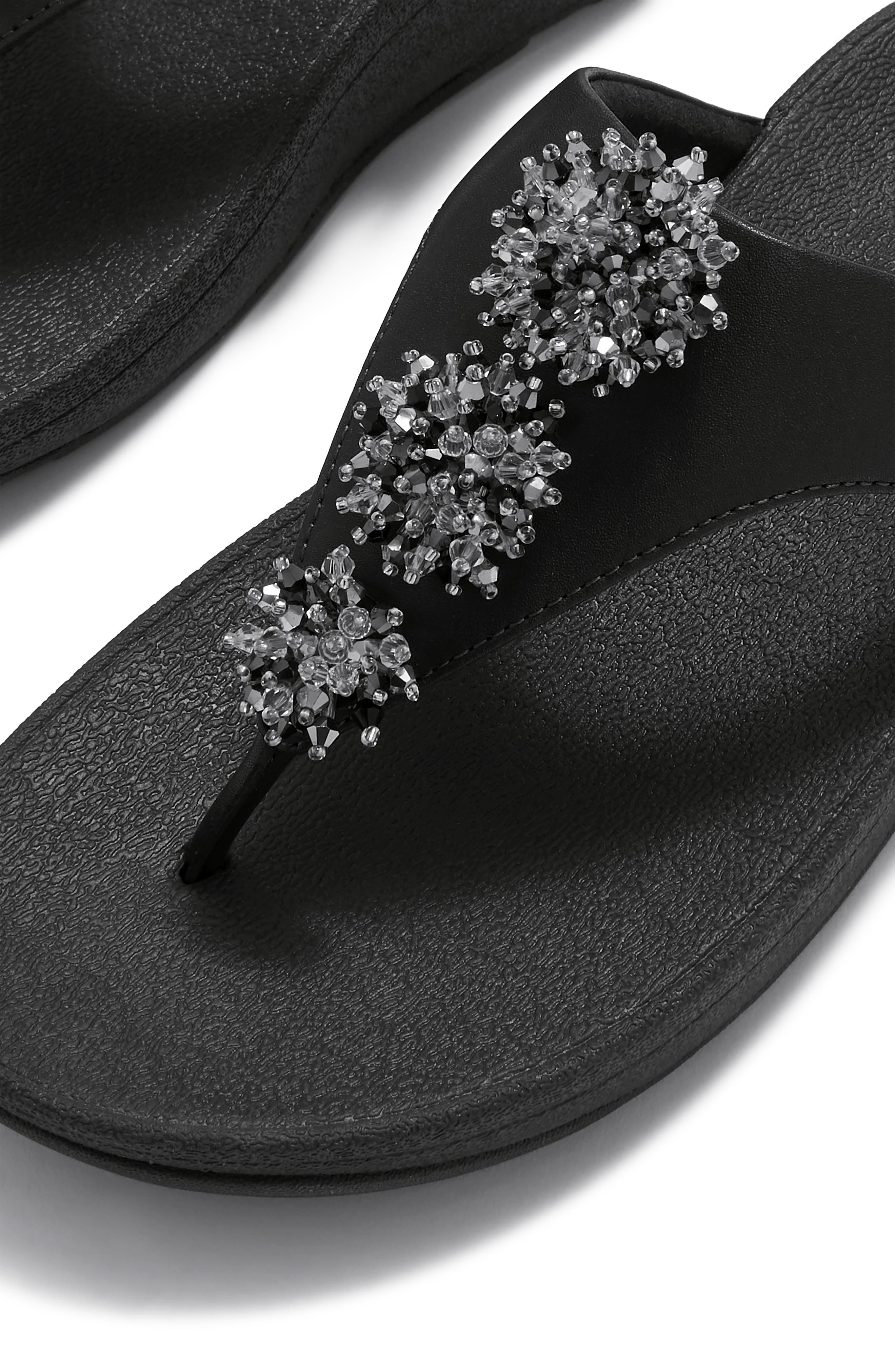 Flowrise Embellished Wedge Flip Flop, Alternate, color, BLACK