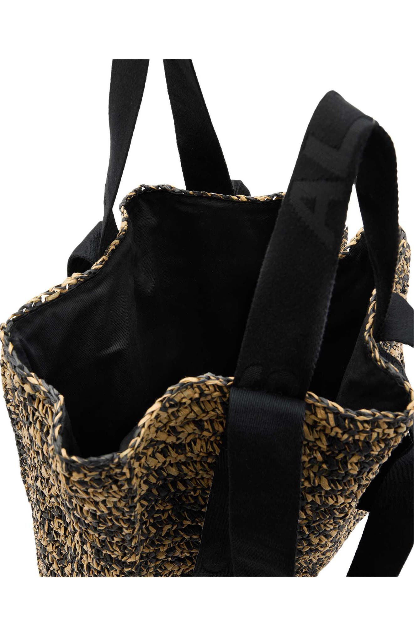 Lullah Straw Tote Bag, Alternate, color, BISCUIT/BLACK