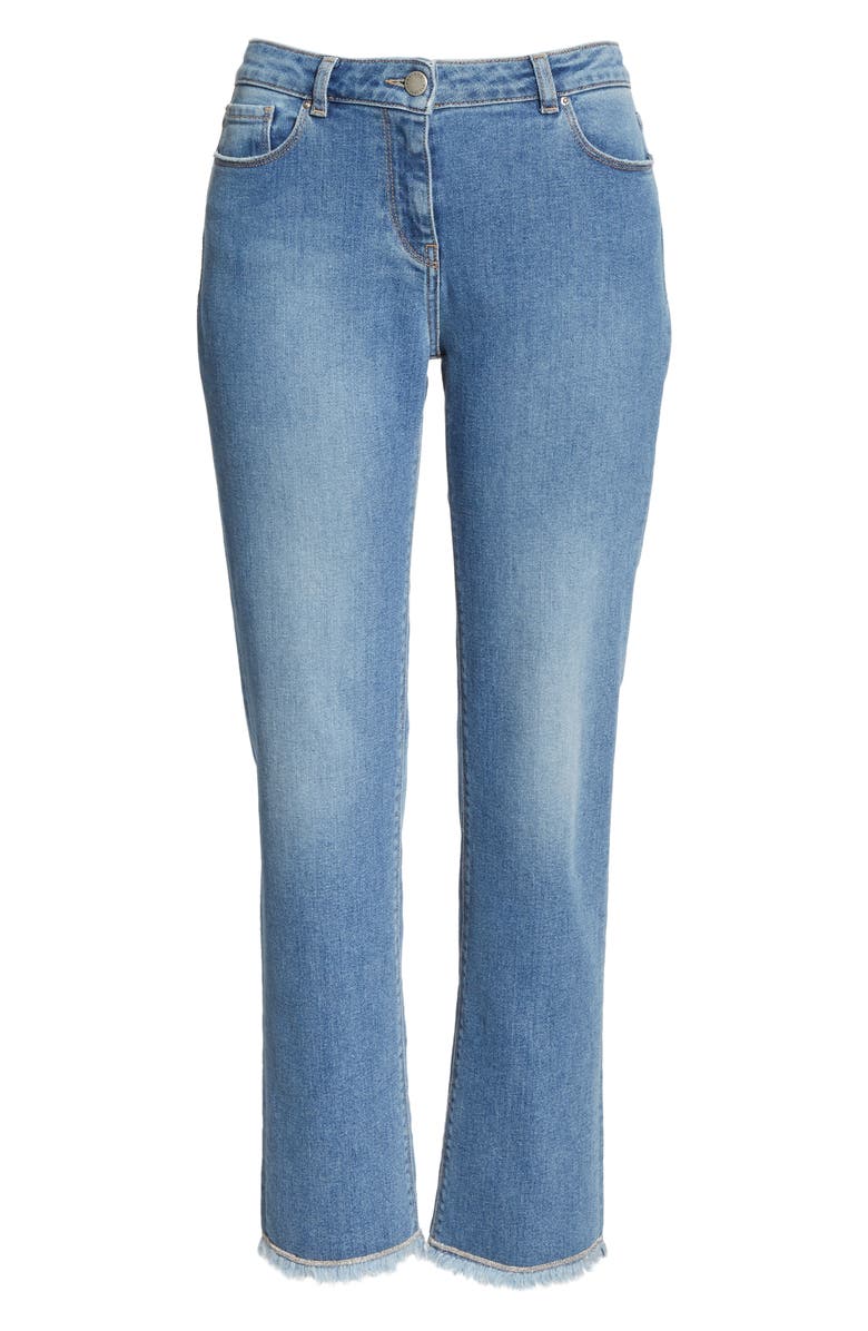 Fabiana Filippi Fringe Hem Straight Leg Jeans, Alternate, color, 