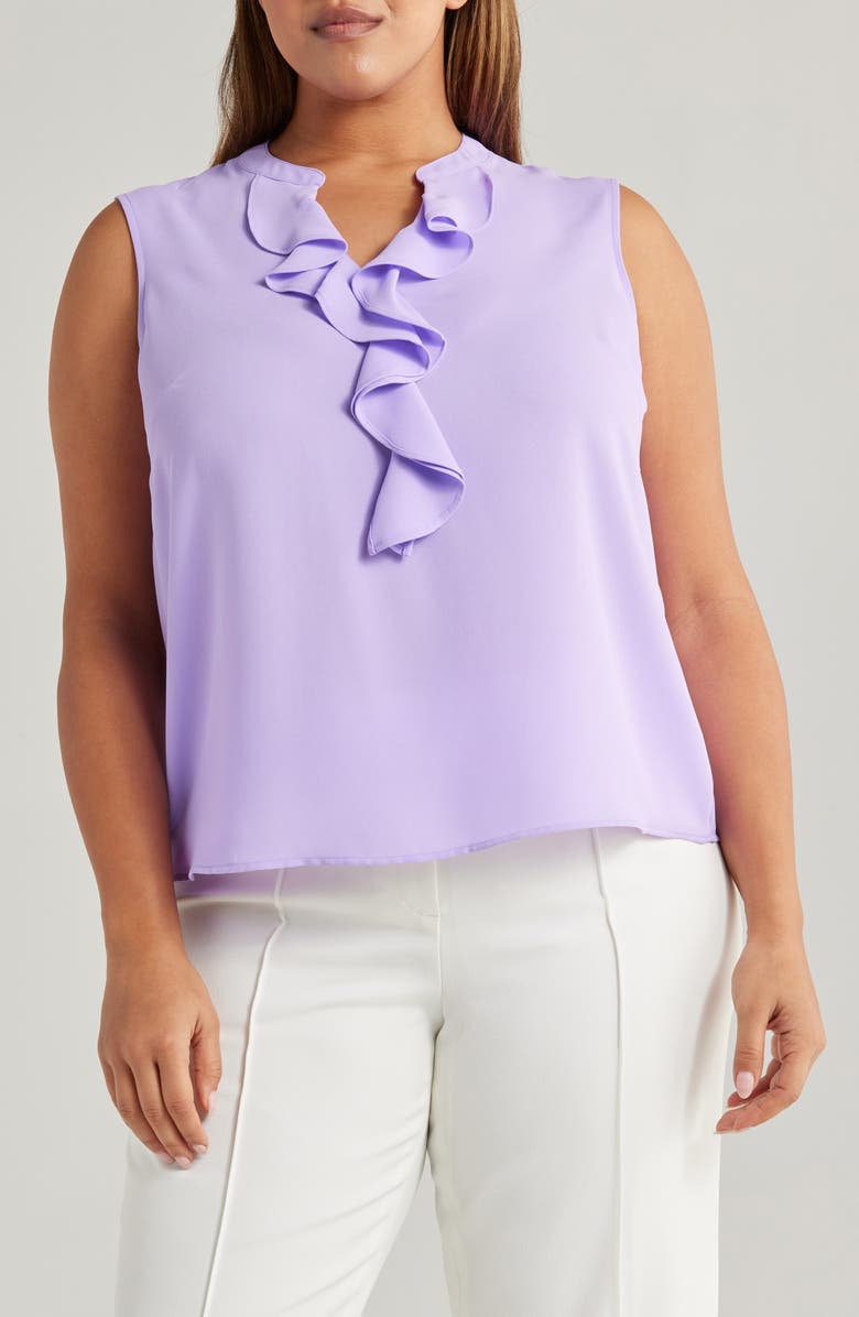KASPER Sleeveless Ruffle Neck Top, Main, color,