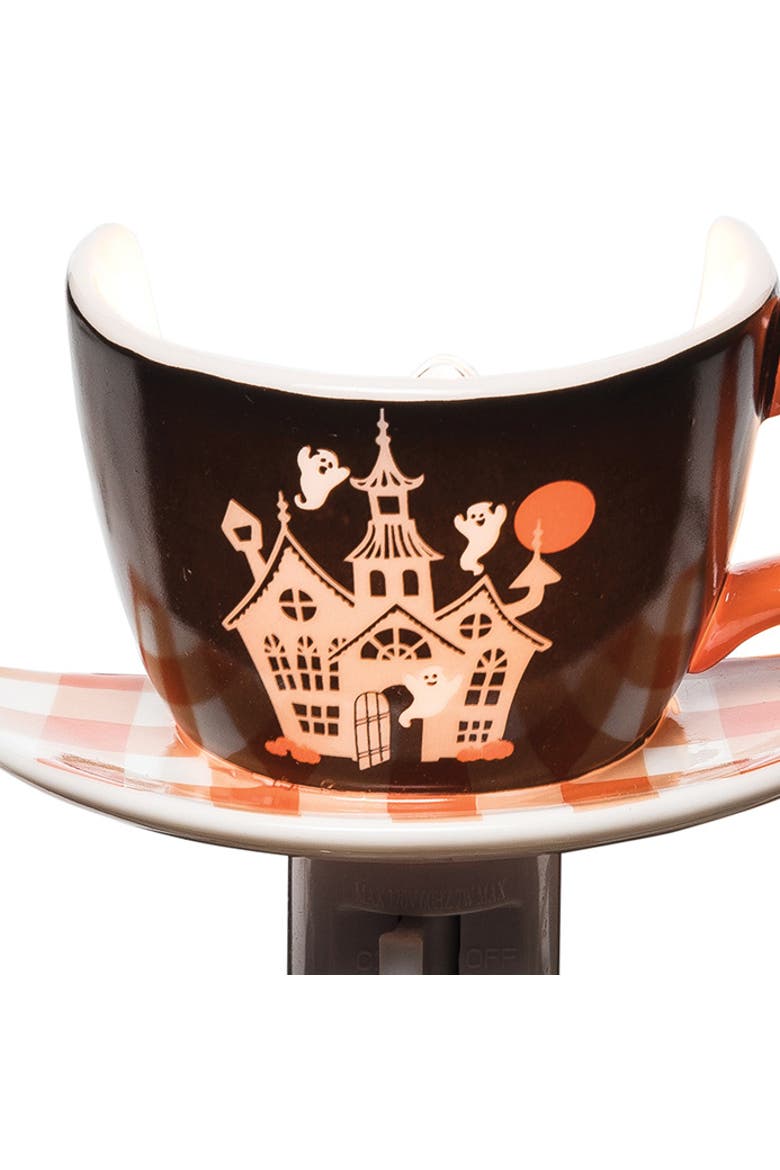 Halloween House Decorative LED Ceramic Teacup Night Light, Alternate, color, Orange