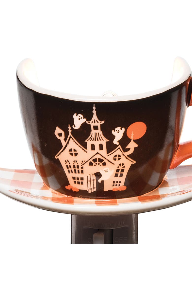 C&F Home Haunted House Halloween Decorative Night Light Teacup Figurine Decoration, Alternate, color, Orange