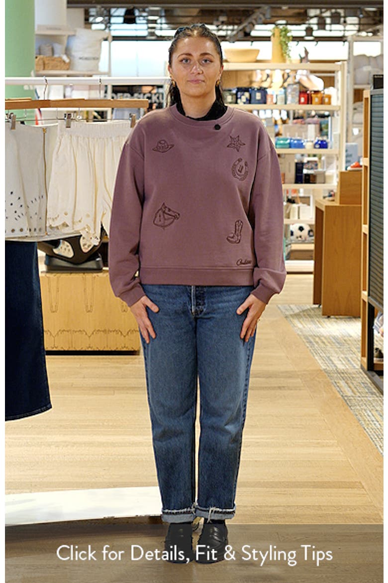 Embroidered Cotton French Terry Crewneck Sweatshirt video