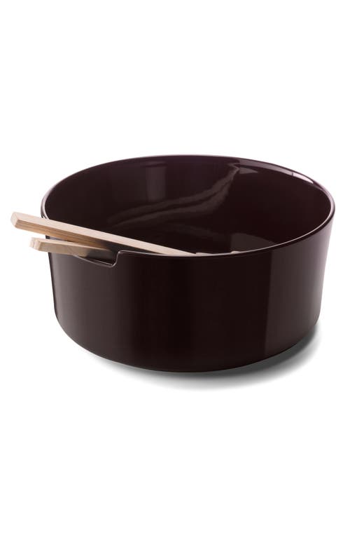 Lsa Collective Salad Glass Bowl With Wooden Servers In Brown