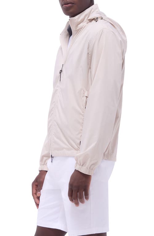 Bugatchi Water Repellent Packable Jacket With Removable Hood In Almond