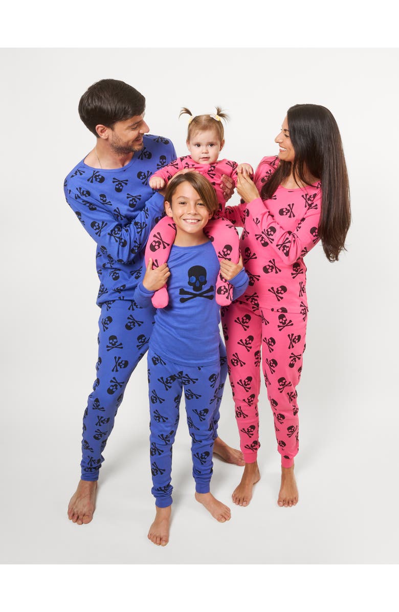 Leveret Kids Two-Piece Cotton Halloween Matching Family Pajamas, Fun Prints, Alternate, color, Pink Skulls