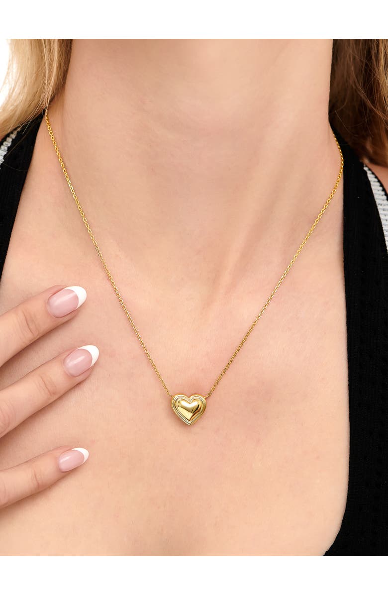 DEVATA Contour-lined Heart Necklace in Gold Plated Sterling Silver, Alternate, color, Yellow Gold