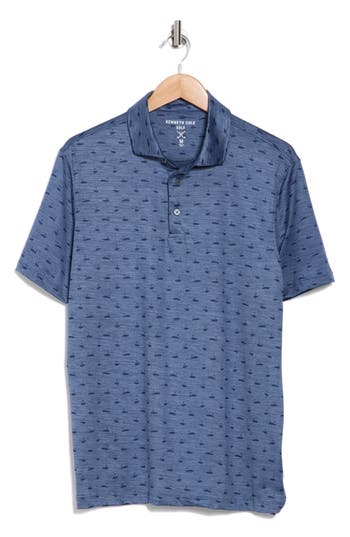 Kenneth Cole Space Dye Golf Print Polo In Blue