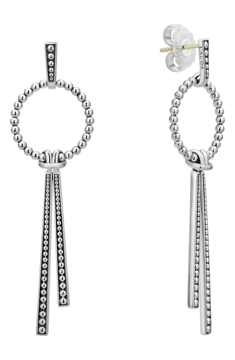 LAGOS Signature Caviar Bead & Circle Drop Earrings, Alternate, color, Silver