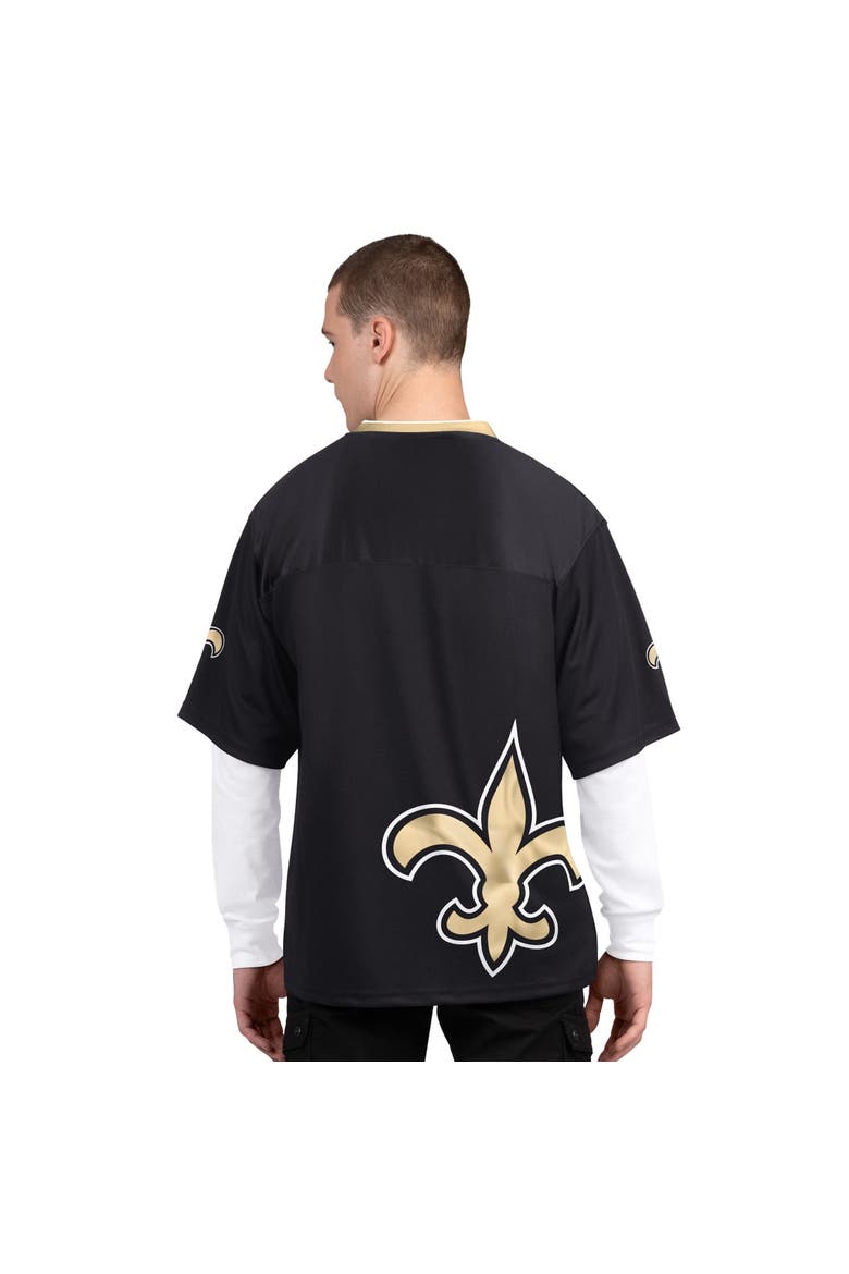 Men's Starter Black/White New Orleans Saints Short Sleeve & Long Sleeve T-Shirt Combo Pack, Alternate, color, Black