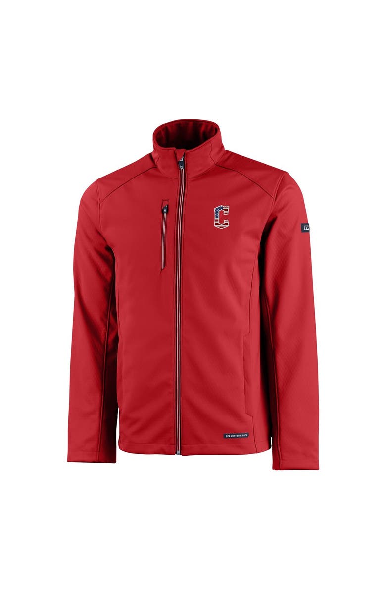 Cutter & Buck Men's Cutter & Buck  Red Cleveland Guardians Americana Logo Evoke Eco Softshell Recycled Full-Zip Jacket, Alternate, color, 